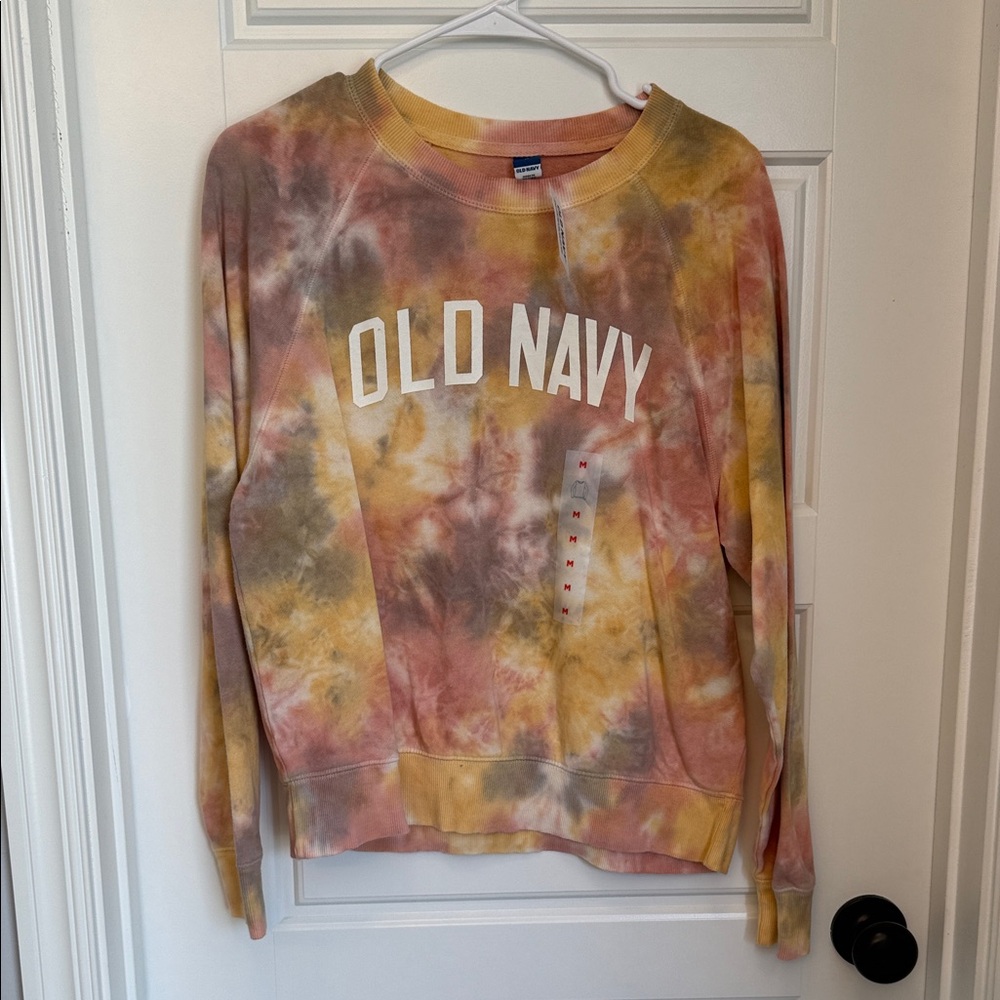 Old Navy Women's Tie-Dye Crew Neck Sweater - Pink, Yellow, Gray